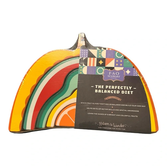 Fao Schwarz 5 pc Fruit Stacker Wood Puzzle Building Set - Picture 2 of 5